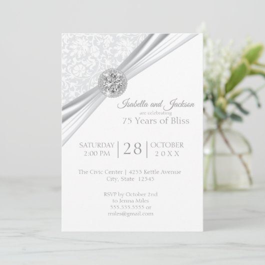 Elegant 75th/60th Diamond Jubileum Design Kaart (Staand voorkant)