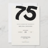 Elegant 75th Birthday Invitation - Minimal Style Kaart (Voorkant)