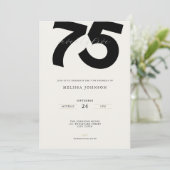 Elegant 75th Birthday Invitation - Minimal Style Kaart (Staand voorkant)