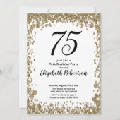 Elegant 75th Birthday Invitation With Gold Sequins Kaart (Voorkant)