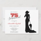 Elegant 75th Birthday Red/Black 75 & SENSATIONAL I Kaart (Voorkant)