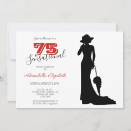 Elegant 75th Birthday Red/Black 75 & SENSATIONAL I Kaart