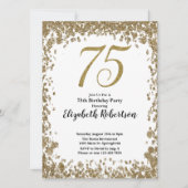 Elegant 75th Birthday White and Gold Sequin Kaart (Voorkant)