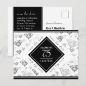 Elegant 75th Diamond Bruiloft Jubileum Aankondigingskaart (Voorkant / Achterkant)