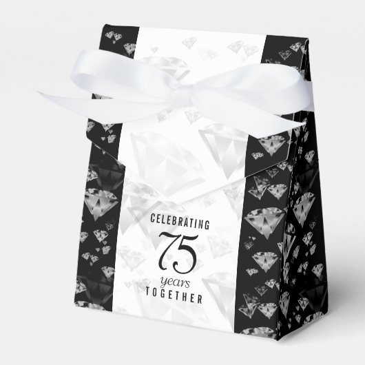Elegant 75th Diamond Bruiloft Jubileum Bedankdoosjes (Voorkant Zijde)