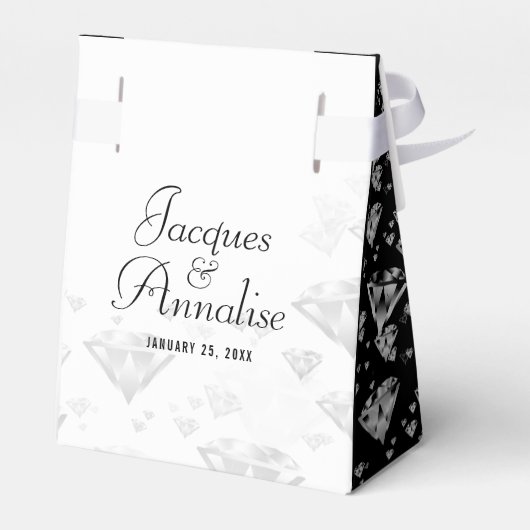 Elegant 75th Diamond Bruiloft Jubileum Bedankdoosjes (Achterkant)