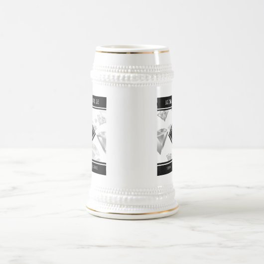 Elegant 75th Diamond Bruiloft Jubileum Bierpul (Center)