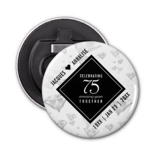Elegant 75th Diamond Bruiloft Jubileum Button Flesopener