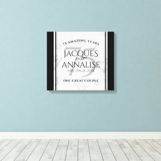 Elegant 75th Diamond Bruiloft Jubileum Canvas Afdruk (Insitu (Houten vloer))