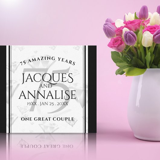 Elegant 75th Diamond Bruiloft Jubileum Canvas Afdruk