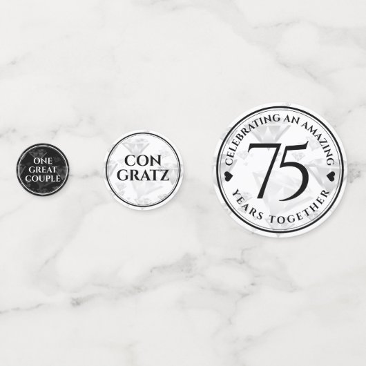 Elegant 75th Diamond Bruiloft Jubileum Confetti (Voorkanten)