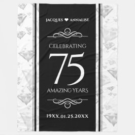 Elegant 75th Diamond Bruiloft Jubileum Fleece Deken