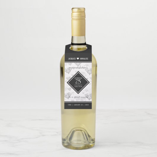 Elegant 75th Diamond Bruiloft Jubileum Flessenhanger (Op fles)