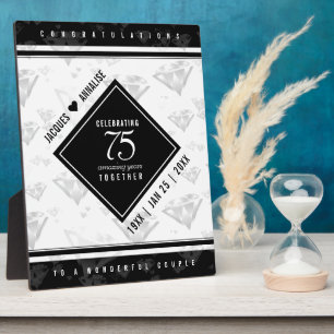Elegant 75th Diamond Bruiloft Jubileum Fotoplaat