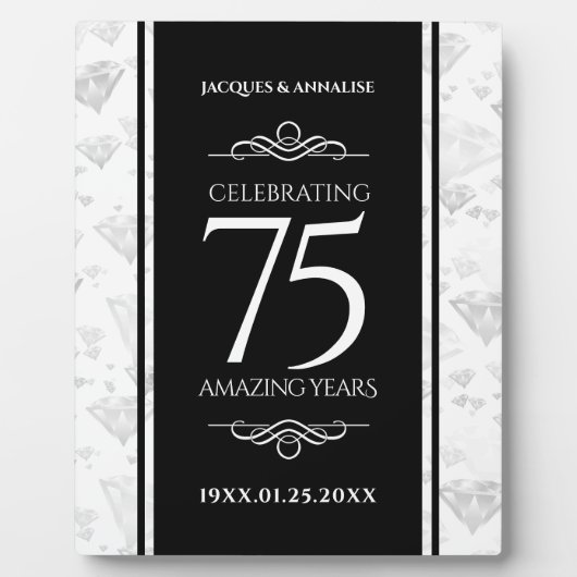 Elegant 75th Diamond Bruiloft Jubileum Fotoplaat (Voorkant)