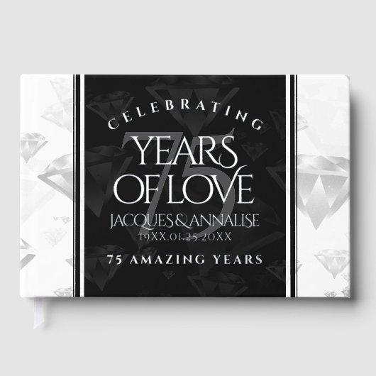 Elegant 75th Diamond Bruiloft Jubileum Gastenboek (Voorkant)
