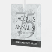Elegant 75th Diamond Bruiloft Jubileum Glas Ornament (Voorkant links)