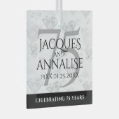 Elegant 75th Diamond Bruiloft Jubileum Glas Ornament (Voorkant Rechts)