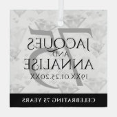 Elegant 75th Diamond Bruiloft Jubileum Glas Ornament (Achterkant)