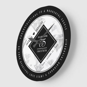 Elegant 75th Diamond Bruiloft Jubileum Grote Klok