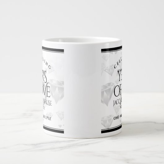 Elegant 75th Diamond Bruiloft Jubileum Grote Koffiekop (Voorkant)