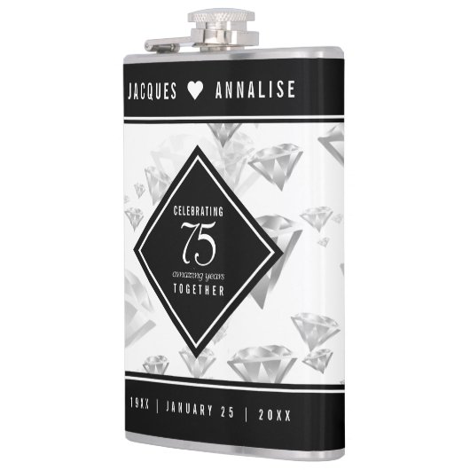 Elegant 75th Diamond Bruiloft Jubileum Heupfles (Links)