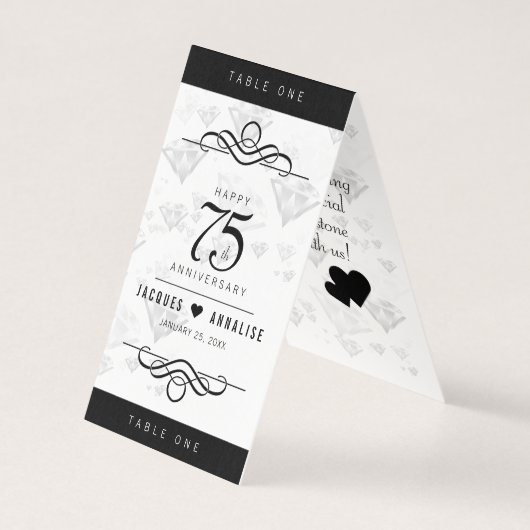 Elegant 75th Diamond Bruiloft Jubileum Kaart (Achterkant)