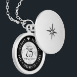 Elegant 75th Diamond Bruiloft Jubileum Locket Ketting<br><div class="desc">Vier de 75e diamanten bruiloft in stijl met deze herdenkingsmedaille! Elegante zwart-witte letters met gestileerde diamantconfetti op een witte achtergrond voegen een memorabele touch toe voor deze speciale gelegenheid en buitengewone mijlpaal. Pas aan met de namen en data van het huwelijk van het paar. Ontwerp © W.H. Sim. Zie meer...</div>