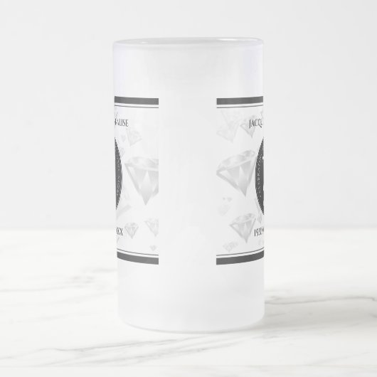 Elegant 75th Diamond Bruiloft Jubileum Matglas Bierpul (Center)