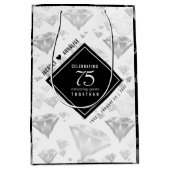 Elegant 75th Diamond Bruiloft Jubileum Medium Cadeauzakje (Voorkant)