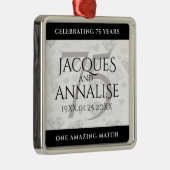 Elegant 75th Diamond Bruiloft Jubileum Metalen Ornament (Rechts)