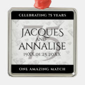 Elegant 75th Diamond Bruiloft Jubileum Metalen Ornament (Voorkant)