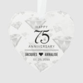 Elegant 75th Diamond Bruiloft Jubileum Ornament (achterkant)