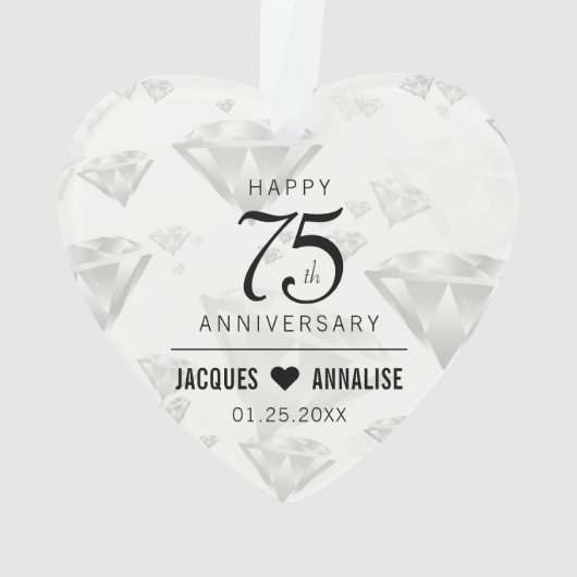Elegant 75th Diamond Bruiloft Jubileum Ornament (achterkant)