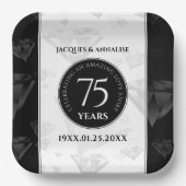 Elegant 75th Diamond Bruiloft Jubileum Papieren Bordje (Voorkant)