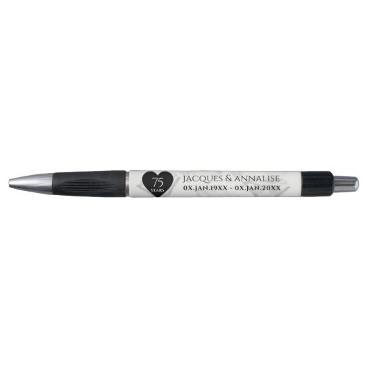 Elegant 75th Diamond Bruiloft Jubileum Pen (Voorkant)