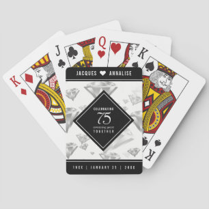 Elegant 75th Diamond Bruiloft Jubileum Pokerkaarten