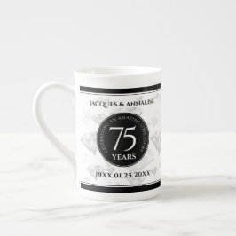 Elegant 75th Diamond Bruiloft Jubileum Porselein Kop