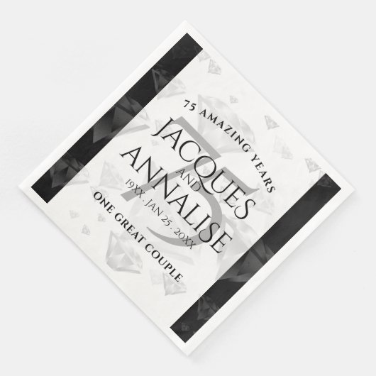 Elegant 75th Diamond Bruiloft Jubileum Servet (Hoek)