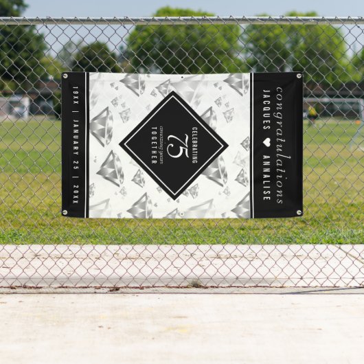Elegant 75th Diamond Bruiloft Jubileum Spandoek (Insitu)
