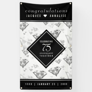 Elegant 75th Diamond Bruiloft Jubileum Spandoek