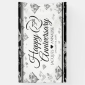 Elegant 75th Diamond Bruiloft Jubileum Spandoek (Verticaal)