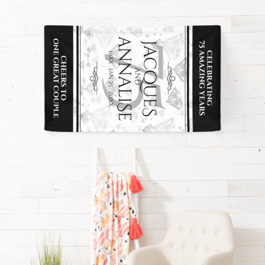 Elegant 75th Diamond Bruiloft Jubileum Spandoek (Insitu)