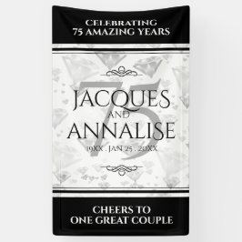 Elegant 75th Diamond Bruiloft Jubileum Spandoek
