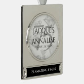 Elegant 75th Diamond Bruiloft Jubileum Verzilverd Banner Ornament (Rechts)