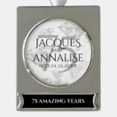 Elegant 75th Diamond Bruiloft Jubileum Verzilverd Banner Ornament (Voorkant)