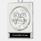 Elegant 75th Diamond Bruiloft Jubileum Verzilverd Banner Ornament (Links)