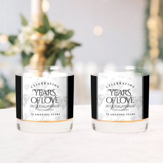 Elegant 75th Diamond Bruiloft Jubileum Whisky Glas (Insitu (Huwelijk))