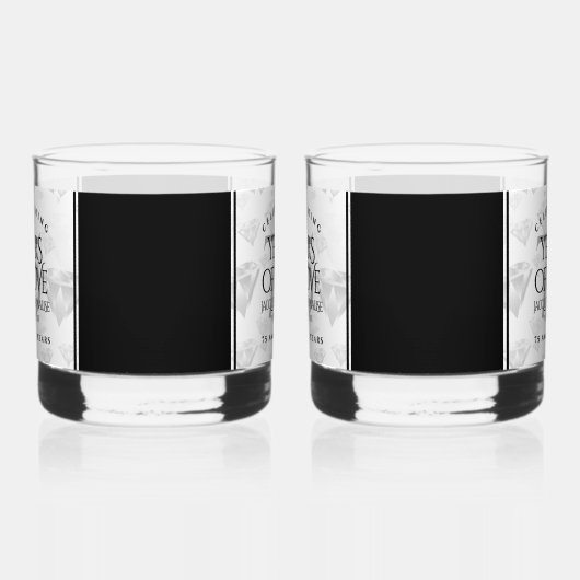 Elegant 75th Diamond Bruiloft Jubileum Whisky Glas (Rechts)