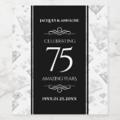 Elegant 75th Diamond Bruiloft Jubileum Wijn Etiket (Enkel label)